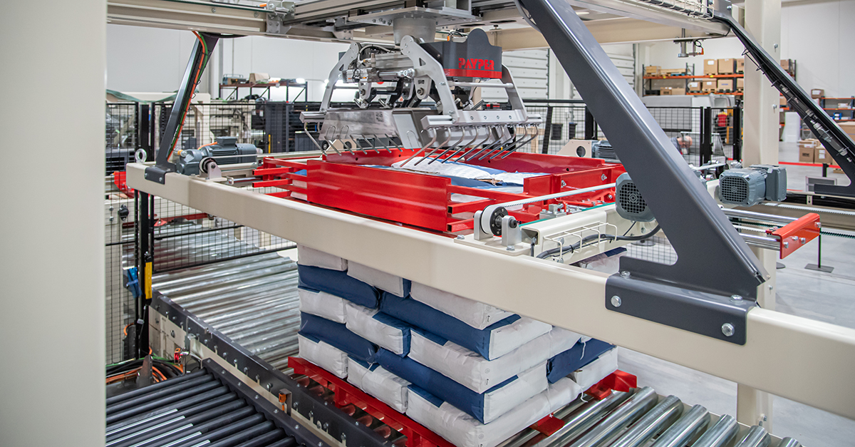 PAYPER automatic palletizing system integrated with industrial bagging lines